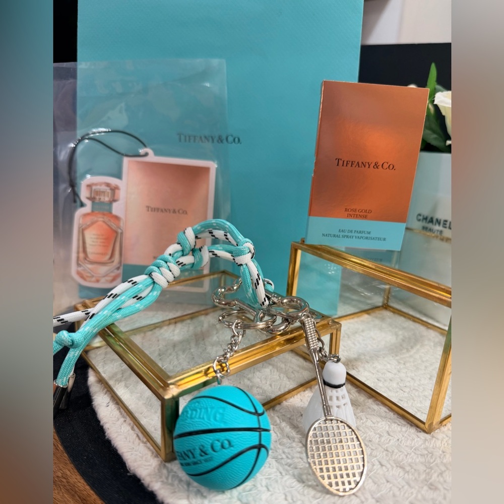 Blue Novelty Keychain, Tiffany rose gold intense Perfume/Freshie & gift bag-NEW
